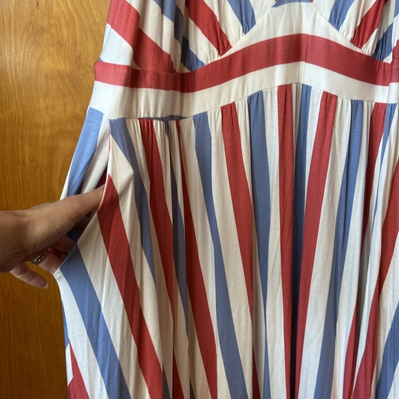 TORRID Super Soft Red And Blue Stripe Tired Maxi Dress. Size 5 (5x) - Picture 6 of 14
